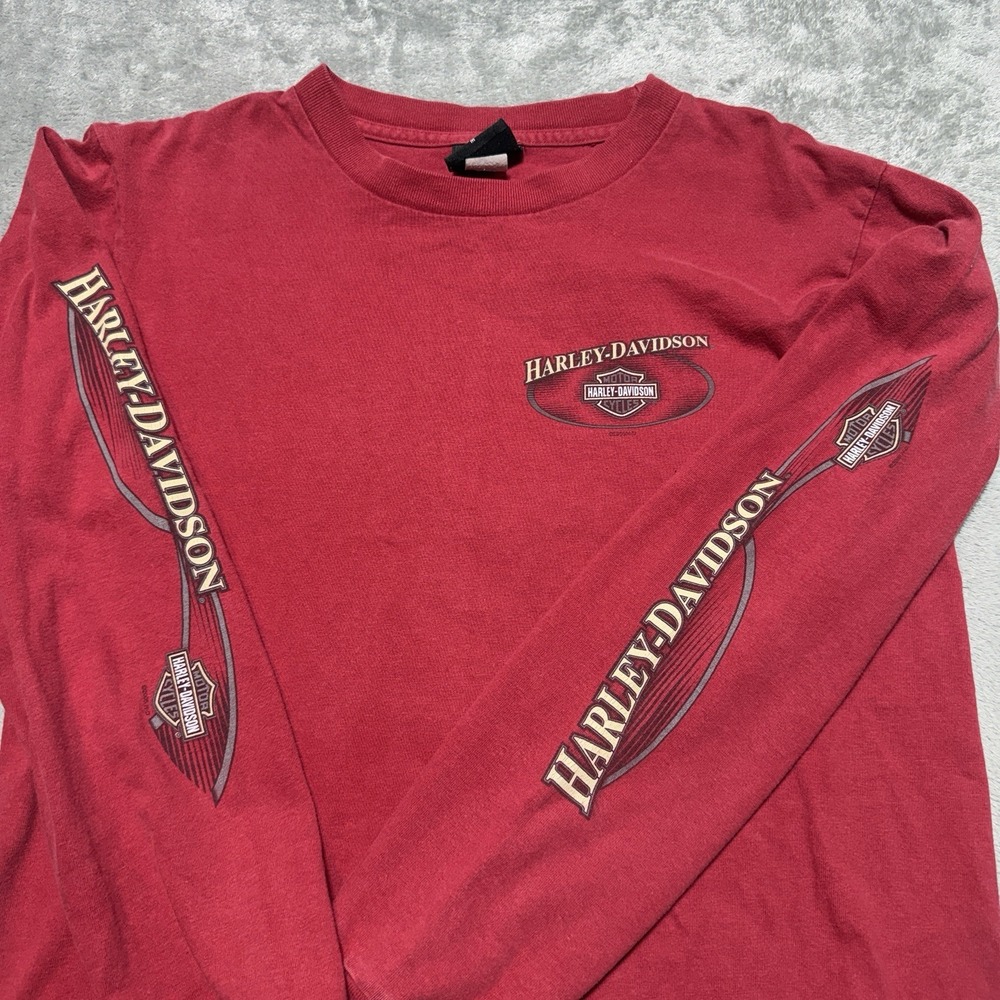 Vintage 2005 Harley Davidson Shirt Men M Red Sleeve Graphics Daytona Beach